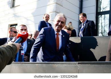 Kosice, Slovakia, February 28, 2019 Czech President Milos Zeman At The Bucharest Nine Summit