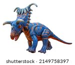 Kosmoceratops is a herbivore genus of ceratopsid dinosaurs that lived during the Late Cretaceous period. Kosmoceratops is isolated on a white background with a clipping path.