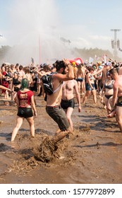 Kostrzyn Nad Odra, Lubuskie / Poland - August 2 2018: People Enjoying Their Time On PolandRock Festival.