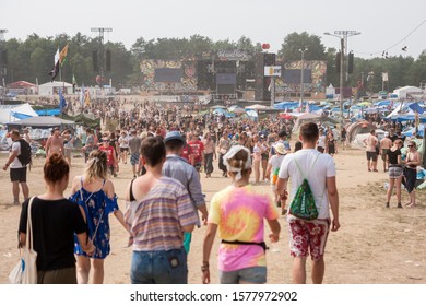 Kostrzyn Nad Odra, Lubuskie / Poland - August 2 2018: People Enjoying Their Time On PolandRock Festival.