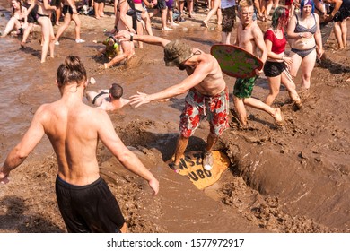 Kostrzyn Nad Odra, Lubuskie / Poland - August 2 2018: People Enjoying Their Time On PolandRock Festival.