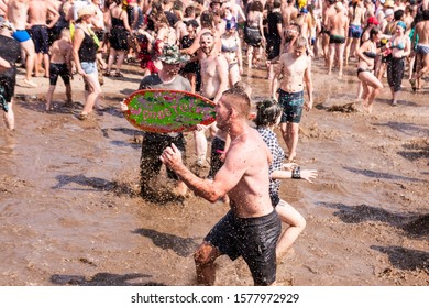 Kostrzyn Nad Odra, Lubuskie / Poland - August 2 2018: People Enjoying Their Time On PolandRock Festival.