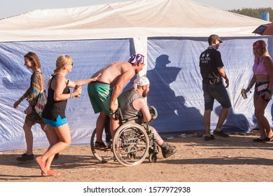 Kostrzyn Nad Odra, Lubuskie / Poland - August 2 2018: People Enjoying Their Time On PolandRock Festival.