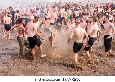 Kostrzyn Nad Odra, Lubuskie / Poland - August 2 2018: People Enjoying Their Time On PolandRock Festival.