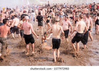 Kostrzyn Nad Odra, Lubuskie / Poland - August 2 2018: People Enjoying Their Time On PolandRock Festival.