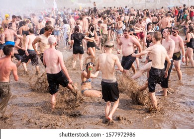 Kostrzyn Nad Odra, Lubuskie / Poland - August 2 2018: People Enjoying Their Time On PolandRock Festival.