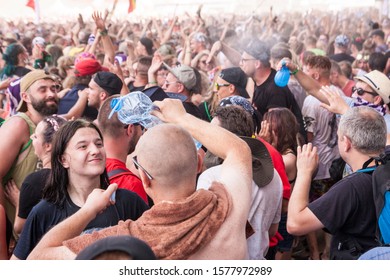 Kostrzyn Nad Odra, Lubuskie / Poland - August 2 2018: People Enjoying Their Time On PolandRock Festival.