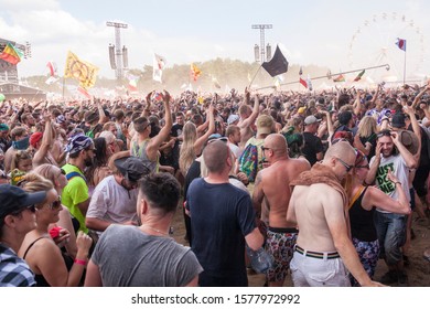 Kostrzyn Nad Odra, Lubuskie / Poland - August 2 2018: People Enjoying Their Time On PolandRock Festival.