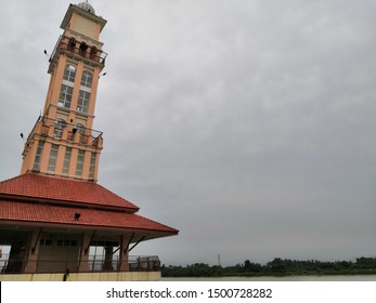 Kota Bharu, Malaysia - September 2019 : View Of Clock Tower Tambatan Di Raja Among The Locals Located At The River Bank Of Kelantan River. 