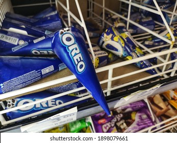 Kota Kemuning, Malaysia - 10 January 2021 : OREO Ice-cream On The Rack For Sell In The Supermarket With Selective Focus 