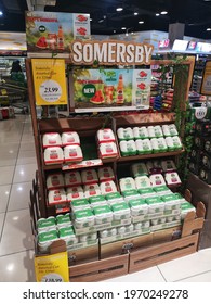 Kota Kemuning, Malaysia - 28 April 2021 : SOMERSBY Assorted Drink Can Display For Sell In The Supermarket With Selective Focus. 