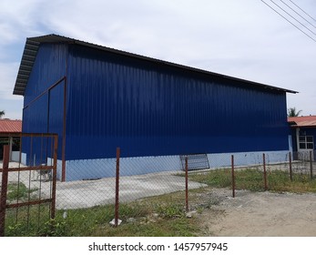 KOTA KINABALU, MALAYSIA- JULY 22, 2019 : Blue Colour Of SME Factory In Tuaran, Sabah.