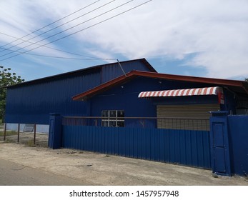 KOTA KINABALU, MALAYSIA- JULY 22, 2019 : Blue Colour Of SME Factory In Tuaran, Sabah.