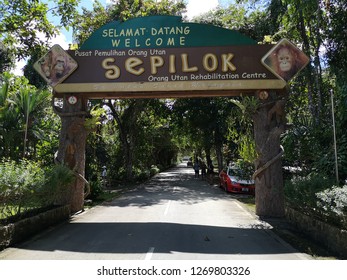 KOTA KINABALU, SABAH,MALAYSIA-DEC 28,2018:Sepilok Orangutan Rehabilitation Centre Signboard in Sandakan, Borneo, Malaysia
