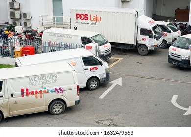 Kota Kinabalu,Sabah.Malaysia. December 2019. Pos Malaysia Berhad Transportation On Close Up Shot. 