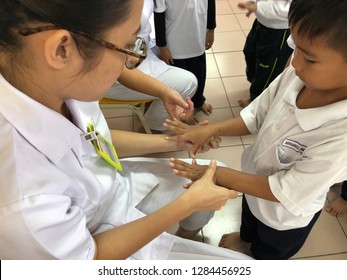 Kota Kinabalu,Sabah,Malaysia-January 15,2019: Health Examination Of Nails And Teeth From State Health Department Of Sabah