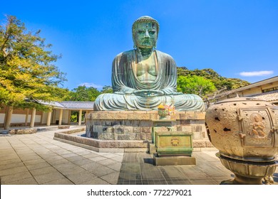 Kotokuin Temple, Kamakura in Kanto region, Japan. The temple is famous for Great Buddha or Daibutsu, a monumental bronze statue of Amida Buddha, one of the most famous icons of Japan.