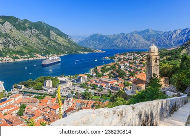 Kotor bay and Old Town from Lovcen Mountain. Montenegro.