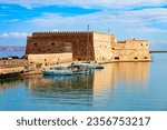 The Koules or Castello a Mare is a fortress at the entrance of the old port of Heraklion city, Crete island in Greece