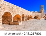 The Koules, Heraklion, Crete island, Greece: Fortified wall of The Koules or Castello a Mare, a fortress at the entrance of the old port of Heraklion city