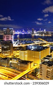 Kowloon At Night, Hongkong Downtown Area