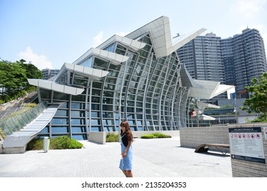 KOWLOON,HONGKONG-SEPTEMBER 15,2019:West Kowloon station is the terminus and only station of the Hong Kong section of the Guangzhou–Shenzhen–Hong Kong.