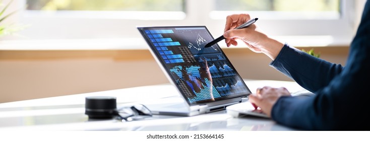 KPI Business Data Dashboard Analytics On Hybrid Laptop - Powered by Shutterstock