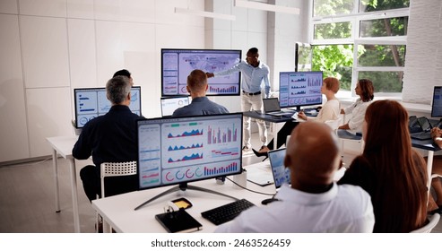 KPI Dashboard Graph Presentation In Classroom. Business Training - Powered by Shutterstock