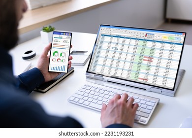 KPI Data Analyst Dashboard. Information Technology On Laptop