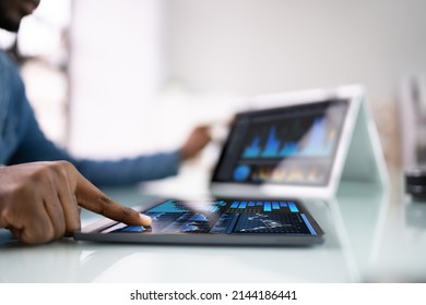 KPI Data Analytics Dashboard On Analyst Laptop