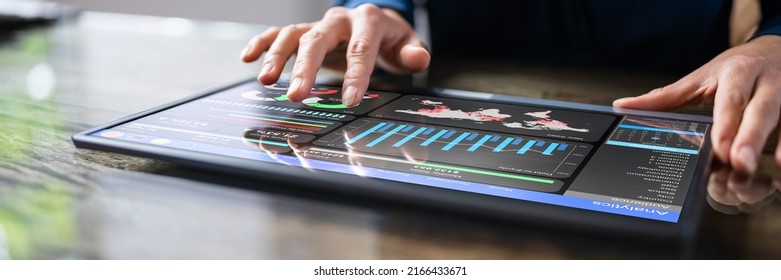 KPI Data Analytics Dashboard On Analyst Tablet