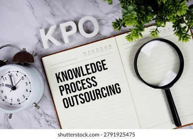 KPO - Knowledge Process Outsourcing acronym on notepad, Business concept background