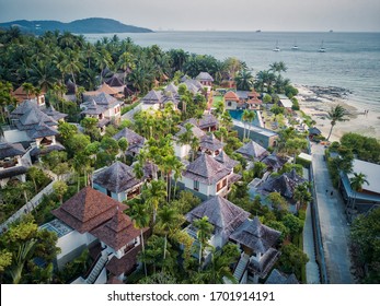 Krabi, Thailand - February 8 2018: Aerial View Of The Seafront Nakamanda Resort & Spa Hotel On Nong Thale Beach