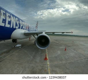 Krabi / Thailand - November 2017: AirAsia QPR Queens Park Rangers Plane Livery Landed In Krabi International Airport.