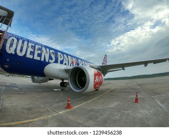 Krabi / Thailand - November 2017: AirAsia QPR Queens Park Rangers Plane Livery Landed In Krabi International Airport.