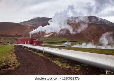 Krafla Geothermal Power Plant, The Largest Iceland's Power Station Near Krafla Volcano, Northeastern Iceland, Scandinavia