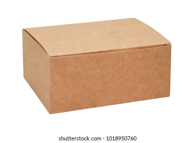 Kraft Cardboard Box Isolated On White Background
