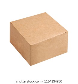 Kraft Cardboard Box Isolated On White Background. Box Mockup Design.
