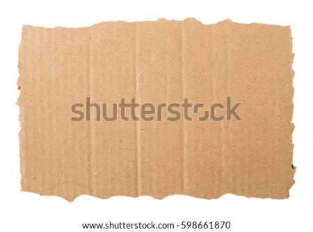 Kraft cardboard signboard. Cardboard ripped edge. Paper background