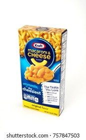 Kraft Macaroni And Cheese Box Isolated On Plain White Background