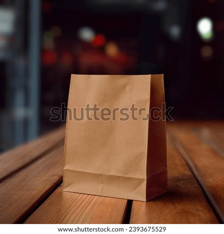 Kraft Paper Bag in Restaurant Background