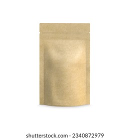 Kraft Stand Up Pouch Blank isolated mockup on a white background