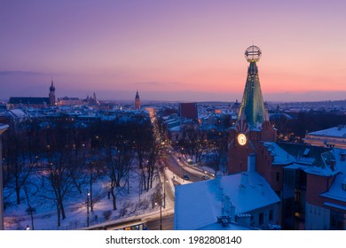 Krakow city center at winter aerial view.   - Powered by Shutterstock