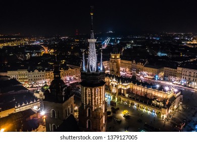 Krakow Old Town - Night Aerial photography / Poland