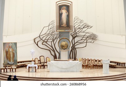 KRAKOW, POLAND - April 24,2014: The Divine Mercy Sanctuary, Roman Catholic basilica dedicated to Divine Mercy devotion, as the resting place of Saint Faustina Kowalska, Krakow
