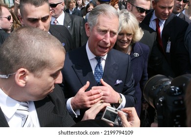 KRAKOW, POLAND - APRIL 29, 2008: Prince Charles And Camilla Parker Bowles Visiting Cracow In Poland.