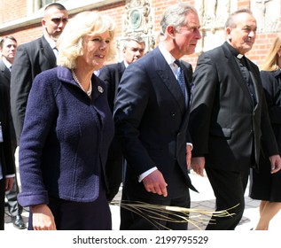 KRAKOW, POLAND - APRIL 29, 2008: Prince Charles And Camilla Parker Bowles Visiting Cracow In Poland.