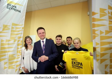 
Krakow, Poland - FEBRUARY 17, 2020: Presidential Campaign In Poland. Collection Of Signatures And Opening Of The Office Of Szymon Holownia's Electoral Staff In Krakow