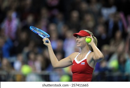 KRAKOW, POLAND - FEBRUARY, 7, 2015: Maria Sharapova during tennis cup Fed Cup Poland Russia
