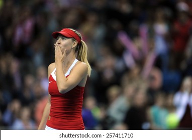 KRAKOW, POLAND - FEBRUARY, 7, 2015: Maria Sharapova During Tennis Cup Fed Cup Poland Russia